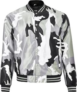 เสื้อแจ็คเก็ตเบสบอลทรงบอมเบอร์ลายพรางผ้าซาตินโพลีเอสเตอร์สไตล์เรโทรติดกระดุมลำลองพิมพ์ลายซับลิเมชั่นปักลายตัวอักษรสำหรับผู้ชายใส่ในฤดูหนาว - Product Image 6