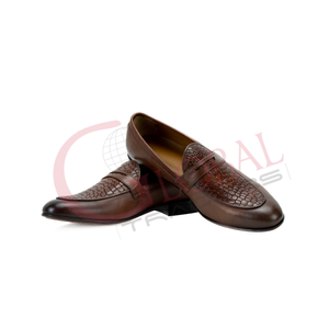 Handmade Pointed Toe <b>Brown</b> Color New Style Leather Loafers <b>Men</b> <b>Casual</b> <b>Shoes</b> <b>Men's</b> Wear - Product Image 2