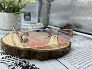 925 Silver Rimless Pear Cut Moissanite Sunglasses Iced Out <b>Frame</b> Gradient Lens Luxury Fashion Eyewear For Men Women Style - Product Image 2
