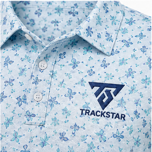 Trackstar Men's Light <b>Blue</b> Floral Print <b>Polo</b> <b>Shirt</b> Short Sleeve Button Collar Casual Golf <b>Shirt</b> Custom Logo - Product Image 6
