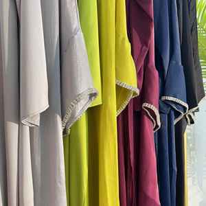 Luxury Front Pleated Modern Muslim Casual Abaya Women Dubai Modest Islamic <b>Floor</b> Length Long Sleeves Breathable Lightweight - Product Image 4