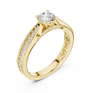 แหวนแต่งงานเพชรทรงกลมที่เพาะเลี้ยงในห้องปฏิบัติการ ทองคำ 14K สีโรสโกลด์สำหรับผู้หญิง |   เพชรเพาะเลี้ยงใหม่ - Product Image 5