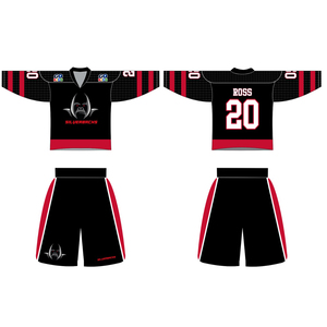 Conjunto de Jersey de Hockey sobre Hielo Silverbacks, Negro, Rojo y Blanco, Sublimado, Cuello en V, Manga Larga, Absorbe la Humedad, Ropa Deportiva para Hombre Adulto - Product Image 2