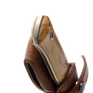 Cuchillos de Caza con Mango de Madera Natural Marrón Claro y Hoja Plateada, con Funda de Cuero Marrón para Camping, Senderismo y Actividades al Aire Libre - Product Image 2