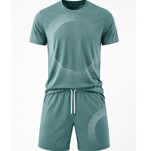 Grace Collection Men's Streetwear <b>Hooded</b> Quarter-<b>Zip</b> Short-Sleeve Top Shorts Set Quick Dry Fleece 100% Polyester Winter Solid - Product Image 3