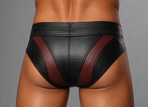 <b>Men's</b> Genuine Leather Underwear Brief Burgundy Luxury Designer <b>Pouch</b> Custom Logo OEM ODM Wholesale Premium Fashion Hot Selling - Product Image 3