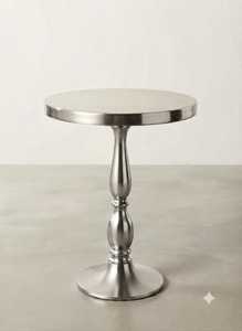 <b>Vintage</b> Aluminum <b>Side</b> <b>Table</b> Durable Pedestal Base Handmade Moradabad Art Metal Ware for Indoor Wedding Home Decor Living Room - Product Image 6