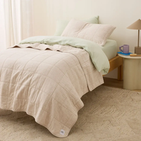 Parure de lit bébé de luxe 4 pièces en lin 100% délavé neutre, draps-housses rayés doux pour lit d'enfant, certifiée OEKO-TEX 200T