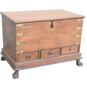 Haswani Handicrafts Durable Farmhouse Wooden <b>Storage</b> Box Brass Fitted Solid Wood Antique Trunk Vintage <b>Chest</b> Drawers Rustic - Product Image 1