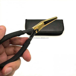 Flat Nose Hair <b>Extension</b> Pliers Custom Logo Black Gold Stainless Steel Micro-<b>beads</b> Pressing Curved Hair <b>Extension</b> Tools - Product Image 1