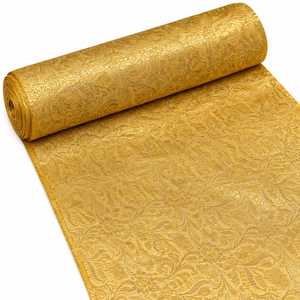 Tissu en soie brocart doré tissé de qualité supérieure, motif floral jacquard cachemire, poids moyen, pour saris, vêtements de mariée, mode et décoration - Product Image 1