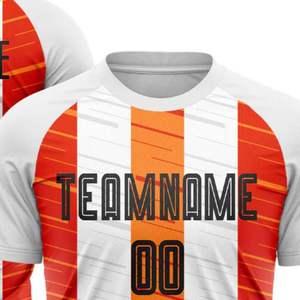 Camiseta de Fútbol Sublimada Personalizada de Manga Corta, Unisex, de Secado Rápido, con Cuello Redondo y Rayas, Ropa Deportiva para Equipos - Product Image 2