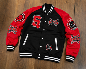 Custom Black Red Varsity Letterman <b>Jacket</b> Premium Wool <b>Baseball</b> <b>Bomber</b> <b>Jacket</b> with Embroidery Patches OEM/ODM Manufacturer - Product Image 6
