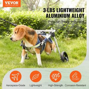 Carretto per cani a 2 ruote regolabile leggero sedia a rotelle per gambe posteriori per disabili disabili per terapia riabilitativa per paralisi - Product Image 2
