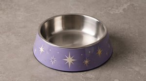 Gamelle Moderne Anti-Renversement en Métal Émaillé Motif Étoile Céleste pour Chien et Chat, avec Base Antidérapante en Caoutchouc – Vente en Gros - Product Image 4