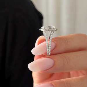 4 Carat Oval Diamond <b>Split</b> Shank Pave Vintage Engagement <b>Ring</b> in White Gold , IGI Certified - Product Image 5