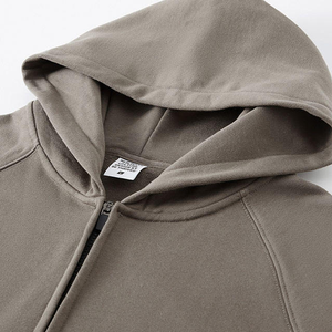 Sudadera con capucha y cremallera de alta calidad para hombre, de gran tamaño, color sólido, algodón, felpa francesa, informal, para otoño, 100% algodón - Product Image 5