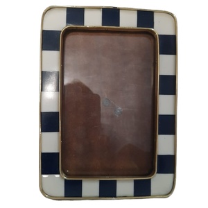 Handcrafted Checkerboard Resin Inlay <b>Photo</b> <b>Frame</b> Brass Border Black and White Checked <b>Picture</b> <b>Frame</b> - Product Image 1