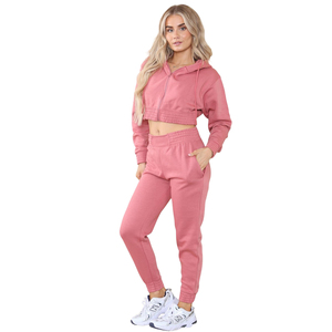 Conjunto Deportivo Elegante Negro para Mujer, Sudadera Corta con Capucha, Pantalones Jogger, Ropa Deportiva Informal para Fitness, Atuendo de Invierno - Product Image 3