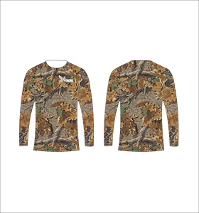 T-shirt à manches longues personnalisé avec motif réaliste de feuilles de forêt, évacuation de l'humidité, performance athlétique, entraînement sportif, fitness - Product Image 1