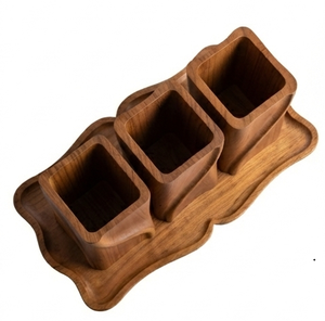 Meubles de rangement en bois et étagères, Caddies de rangement en bois pour ustensiles de cuisine, Organisateurs de rangement pour la maison - Product Image 2