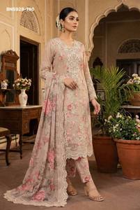 Diseño moderno, última colección, chifón de cristal con adornos Khatli y bordados con lentejuelas, traje Salwaar y dupatta, proveedor indio. - Product Image 4