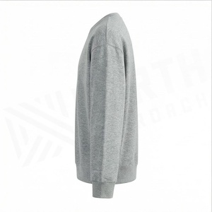 Sweat-shirt à col rond unisexe, coupe classique, gris uni, tricoté, pull décontracté pour l'automne - Product Image 3