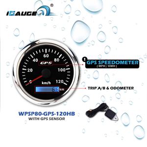Nouveau Compteur de Vitesse GPS 80mm 12-24V 0-120 KMH avec Compteur Kilométrique, Écran LED 7 Couleurs, Cadran Noir et Jante en Acier Inoxydable 316 pour Voiture, Bateau et Navire - Product Image 3