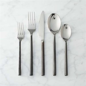 <b>Slim</b> Handle Design 5 Piece Stainless Steel Flatware Set <b>Mirror</b> Polish Dinnerware - Product Image 1