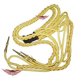 Cordons d'épaule tressés rouges Aiguillette torsadée avec embout doré métallique en nylon haute ténacité - Product Image 5