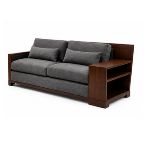Sofá Moderno de Madera de Teca Sólida con Tela, de Una Plaza, con Brazos Acolchados, Diseño Minimalista y Duradero para Sala de Estar, Hotel, Villa, Muebles Personalizados - Product Image 1