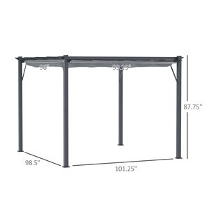 Pergola da Giardino in Alluminio Grigio 10x10 con Tettoia Retrattile per Ombreggiatura - Product Image 3