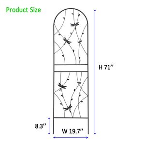Set di 2 tralicci da giardino in metallo nero 180x50 cm, antiruggine, per supporto fiori da esterno, decorazione libellula, accessori per piante rampicanti - Product Image 6