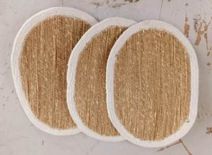Sustainable natural jute and cotton cord oval woven <b>placemat</b> for boho style table settings & Oval Woven Jute <b>Placemat</b> for table - Product Image 3