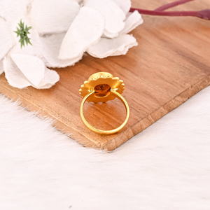 แหวนทองชุบดีไซน์ทันสมัยประดับพลอยซิทรินสีเข้มทำมือสำหรับผู้หญิง - Product Image 5