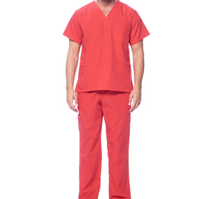 Conjunto de Uniforme Médico para Mujer, Color Rojo, Algodón, Cuello en V, Bolsillos, Pantalones con Cintura Elástica, Uniformes de Hospital, Marca Personalizada, Tela Tejida - Product Image 3