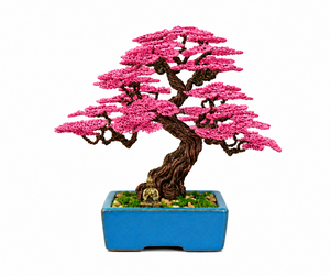 Bonsaï en fil d'aluminium fait main, pot en porcelaine, haute simulation, durable, de qualité supérieure, décoration de bureau pour la Saint-Valentin - Product Image 4