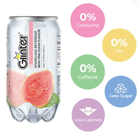 Eau gazeuse aromatisée aux fruits Glinter, best-seller, 0% de matières grasses, 0 calorie, 0 sucre, 100% fruits, reconstituant l'énergie, canette de 350 ml, 12 mois