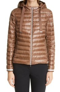 Chaqueta Acolchada con Capucha para Mujer, Color Marrón, Manga Larga, Abrigo de Invierno con Cierre de Cremallera - Product Image 6