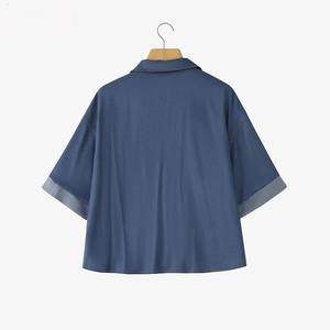 Camisa de Manga Corta de Mezclilla 100% Algodón Ligera con Estampado Floral Vintage para Mujer, Transpirable, Ecológica, para Todas las Temporadas, Estilo Casual Chic - Product Image 2