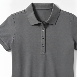 Polo de Manga Corta Gris para Mujer, 100% Poliéster, Tejido Transpirable, Color Sólido Informal, Largo Regular - Product Image 5