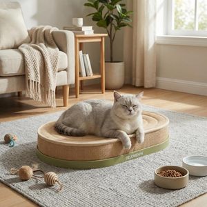 Sisal <b>Cat</b> Scratcher Lounge, 2-in-1 <b>Cat</b> Bed with Durable Base, <b>Plush</b> Foam Cushion,22"by 14" 0val nest no mess furniture protector - Product Image 5