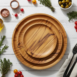 Handmade Mango Wood Carved Dish and Plate <b>Rustic</b> <b>Wooden</b> Tray for <b>Table</b> Decor <b>Dining</b> Display Kitchen Serving and Wedding Use Gif - Product Image 5