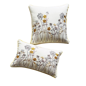 Taies d'oreiller carrées de luxe brodées 100% coton avec fermeture éclair, housses de coussin décoratives pour hôtel et usage domestique - Product Image 3