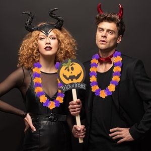 24 piezas Halloween Leis decoración hawaiana a granel Hula Dance Party decoración truco tratamiento actividades favores suministros para fiesta de Halloween - Product Image 2