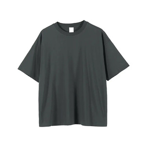 2026 Best Quality Men's Oversized <b>Orange</b> Cotton <b>T</b>-<b>Shirt</b> Short Sleeve O-Neck Casual Solid Color Jersey Knit Plain Dyed Fit - Product Image 3