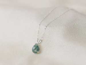 Pendentif en agate verte fait main en argent sterling 925, bijou pierre de naissance, collier élégant, cadeau pour femme - Product Image 3
