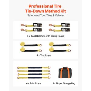 Kit Bloccaruote con Gancio a Molla E-Track e Cinghia di Fissaggio per Pneumatici Auto e Rimorchio, Resistenza alla Rottura 10009 Libbre - Product Image 2