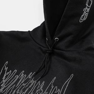 Sudadera con Capucha Negra Unisex, Bolsillo Frontal, Impresión Digital, Anti-Pilling, Estilo Urbano, Corte Holgado, 100% Algodón Felpa, Ropa de Invierno - Product Image 3