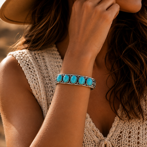 Brazalete Turquesa Hecho a Mano, Joyería Estilo Suroeste, Boho, Ajustable, Regalo para Mujer - Product Image 5